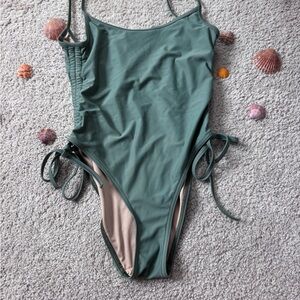 Gnash Sage Green One-Piece Swimsuit with Side Ties